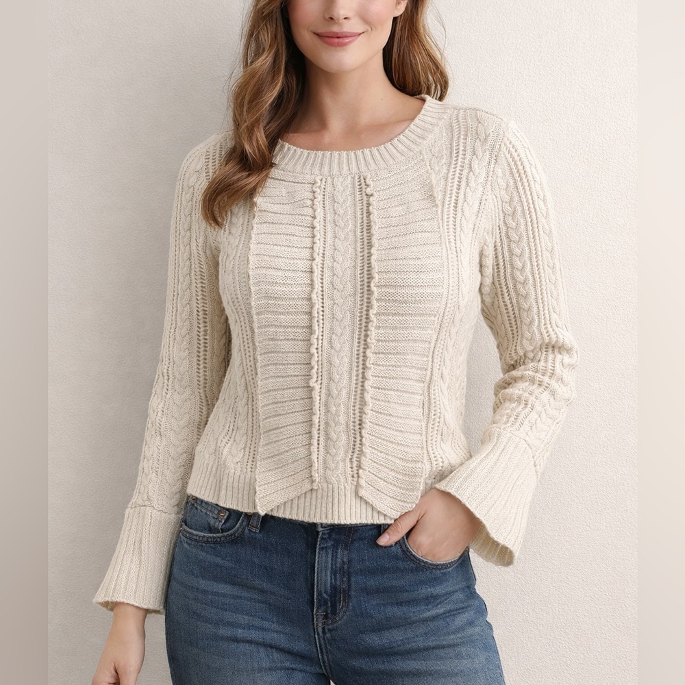 Cristina V Cable Knit Sweater-Women’s sz L